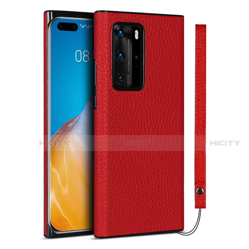 Funda Lujo Cuero Carcasa N02 para Huawei P40 Pro Rojo