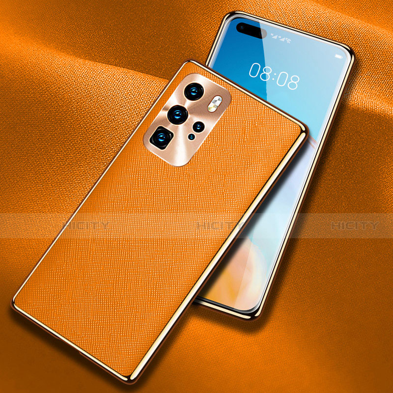 Funda Lujo Cuero Carcasa N03 para Huawei P40 Pro Naranja