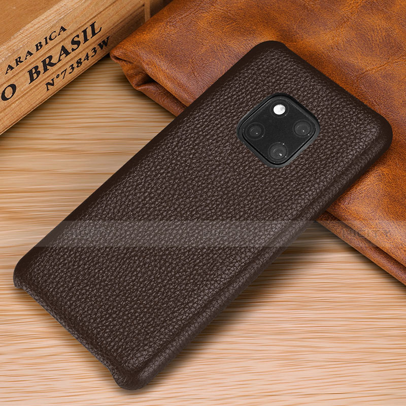 Funda Lujo Cuero Carcasa P01 para Huawei Mate 20 Pro Marron