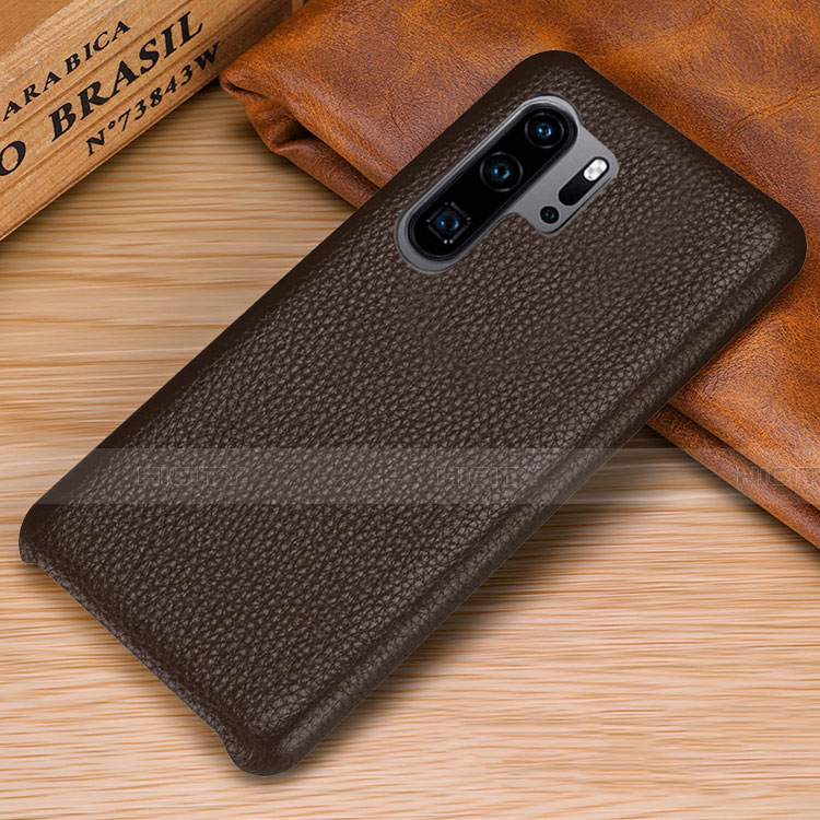 Funda Lujo Cuero Carcasa P01 para Huawei P30 Pro New Edition Marron