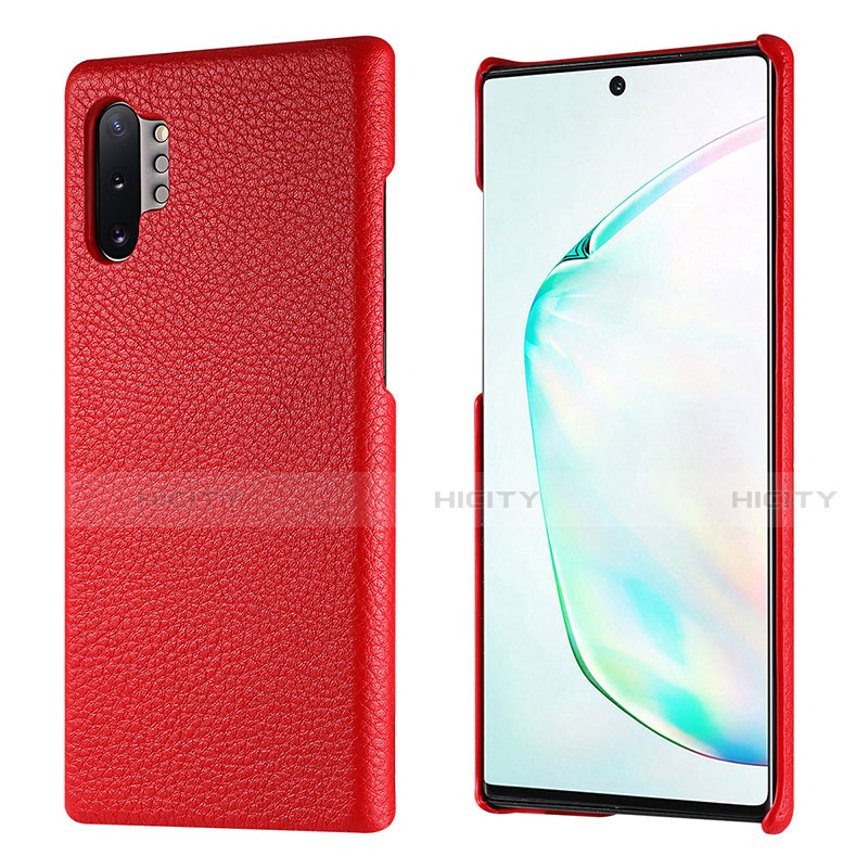 Funda Lujo Cuero Carcasa P01 para Samsung Galaxy Note 10 Plus Rojo