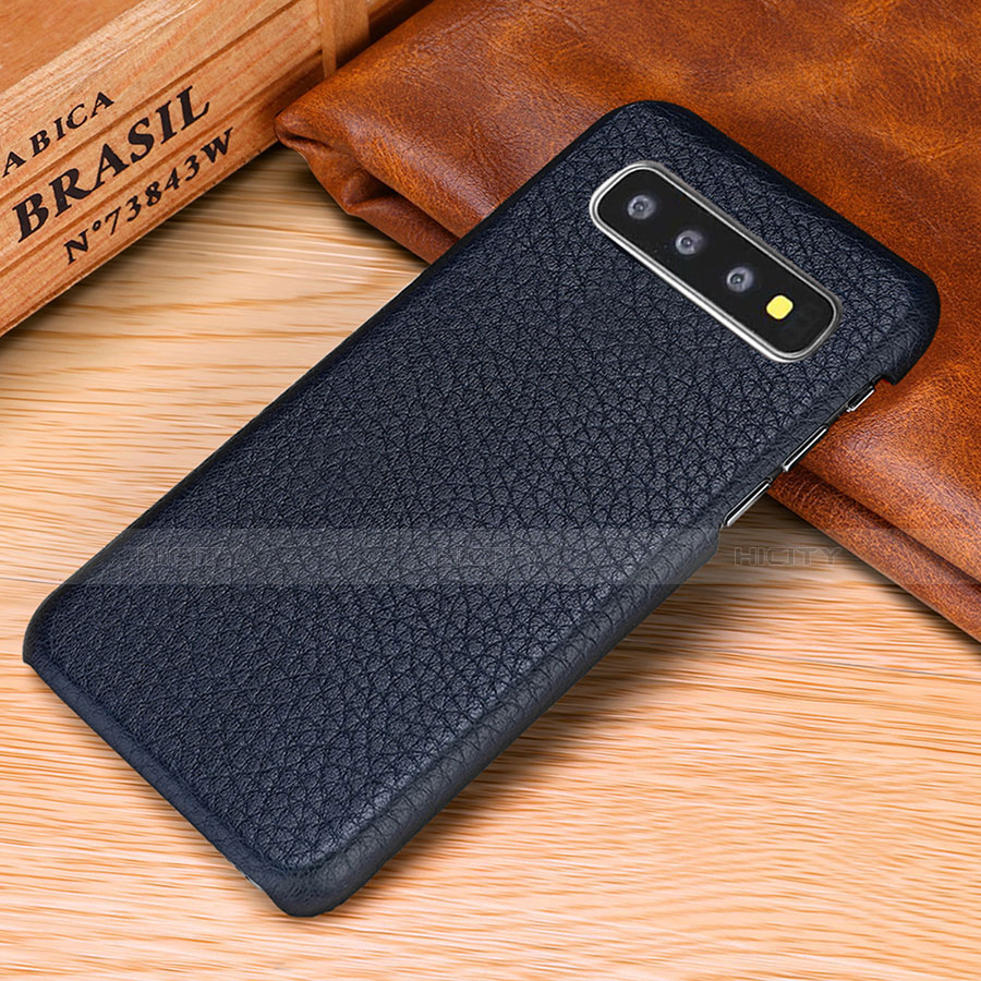 Funda Lujo Cuero Carcasa P01 para Samsung Galaxy S10 Azul