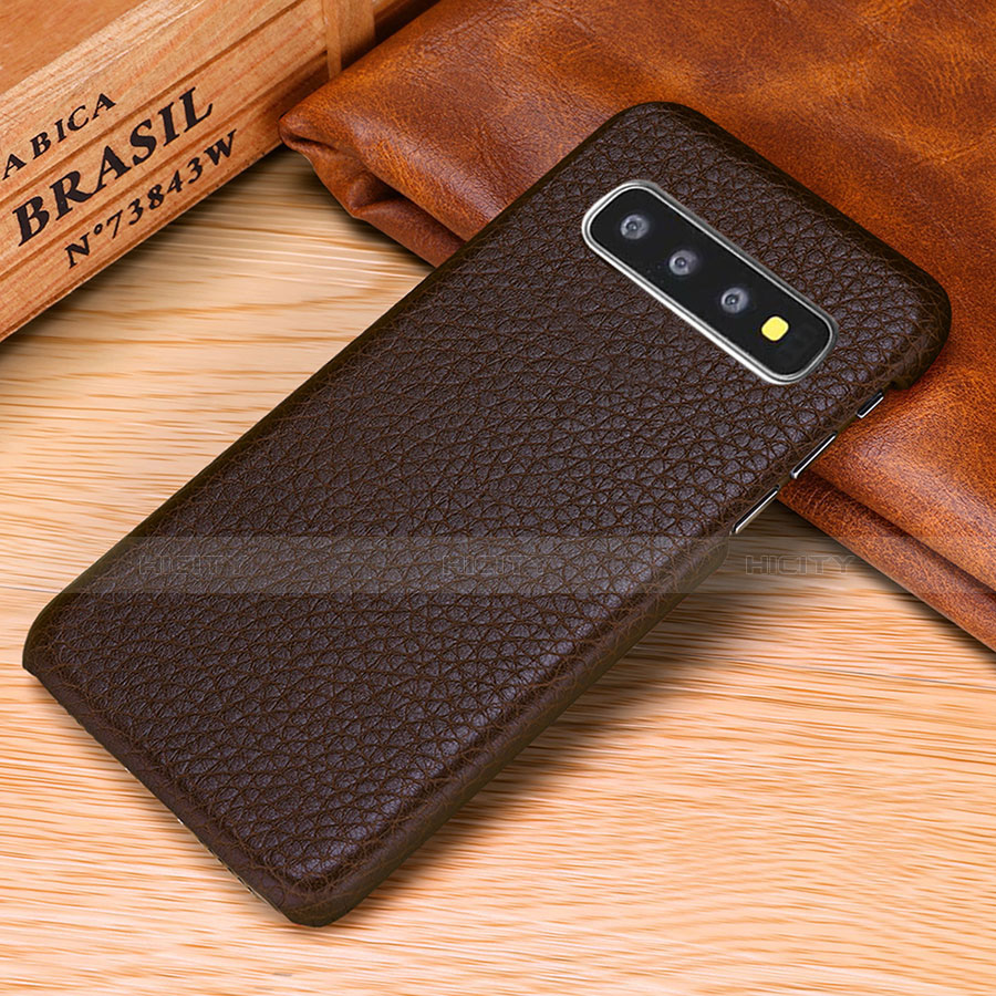 Funda Lujo Cuero Carcasa P01 para Samsung Galaxy S10e Marron