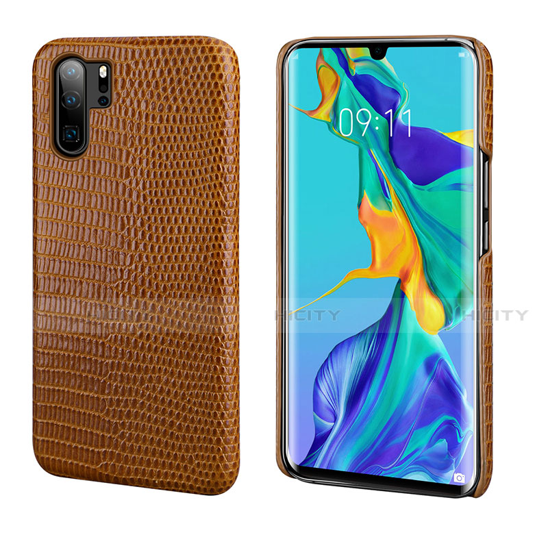 Funda Lujo Cuero Carcasa P02 para Huawei P30 Pro Marron