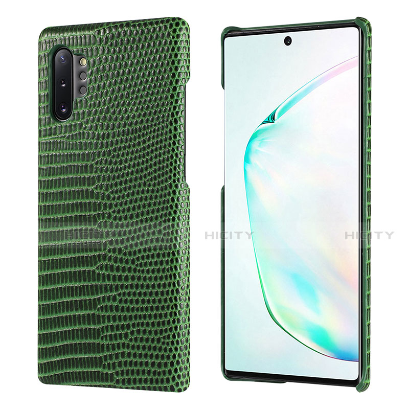 Funda Lujo Cuero Carcasa P02 para Samsung Galaxy Note 10 Plus Verde