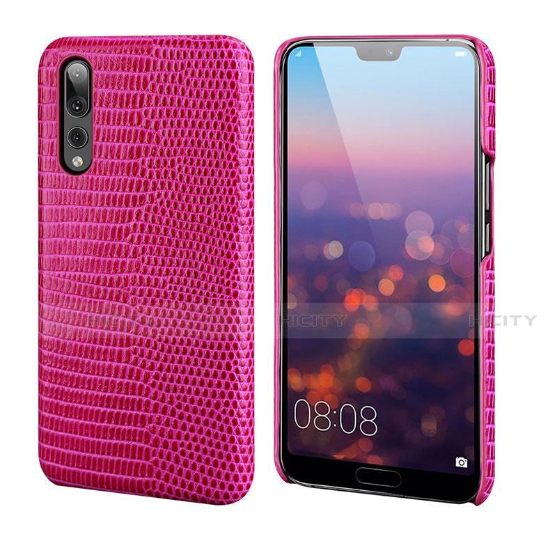 Funda Lujo Cuero Carcasa P03 para Huawei P20 Pro Rosa Roja