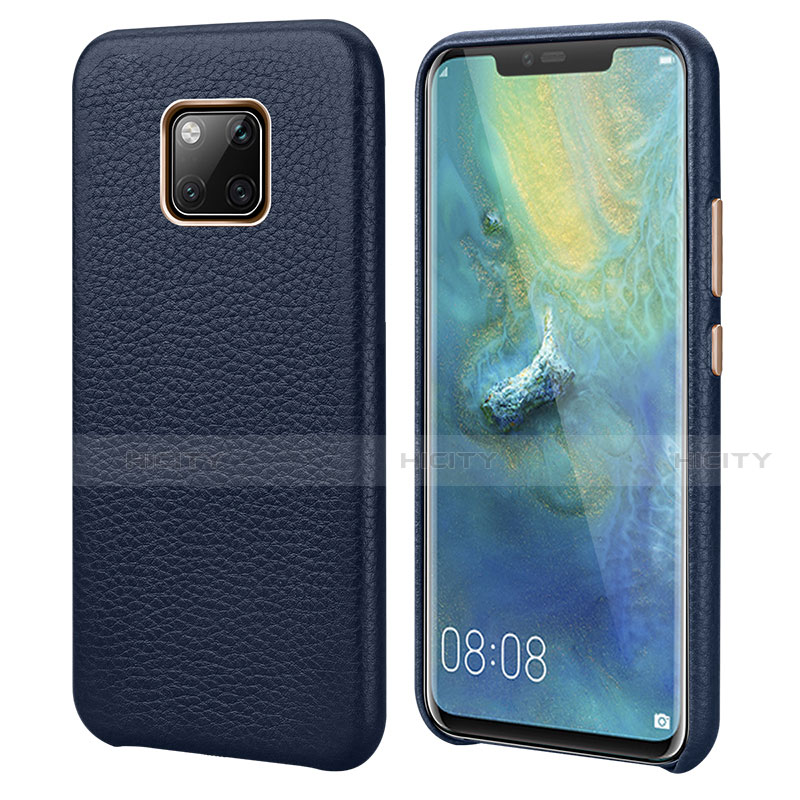 Funda Lujo Cuero Carcasa P04 para Huawei Mate 20 Pro Azul