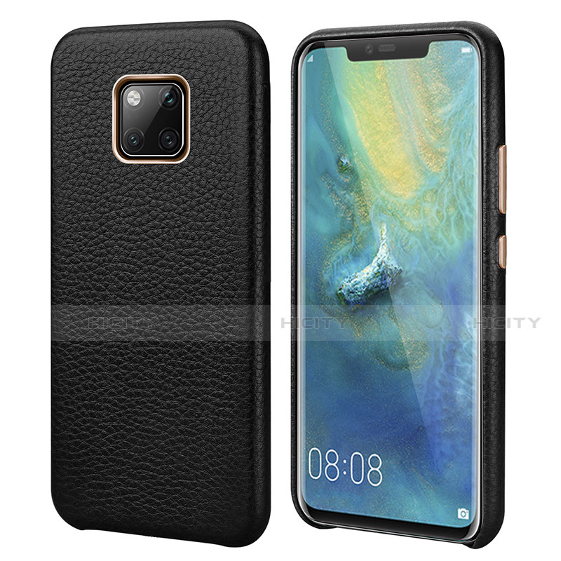 Funda Lujo Cuero Carcasa P04 para Huawei Mate 20 Pro Negro