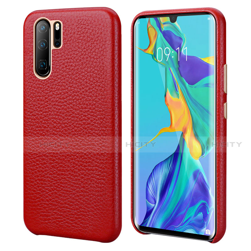 Funda Lujo Cuero Carcasa P04 para Huawei P30 Pro Rojo