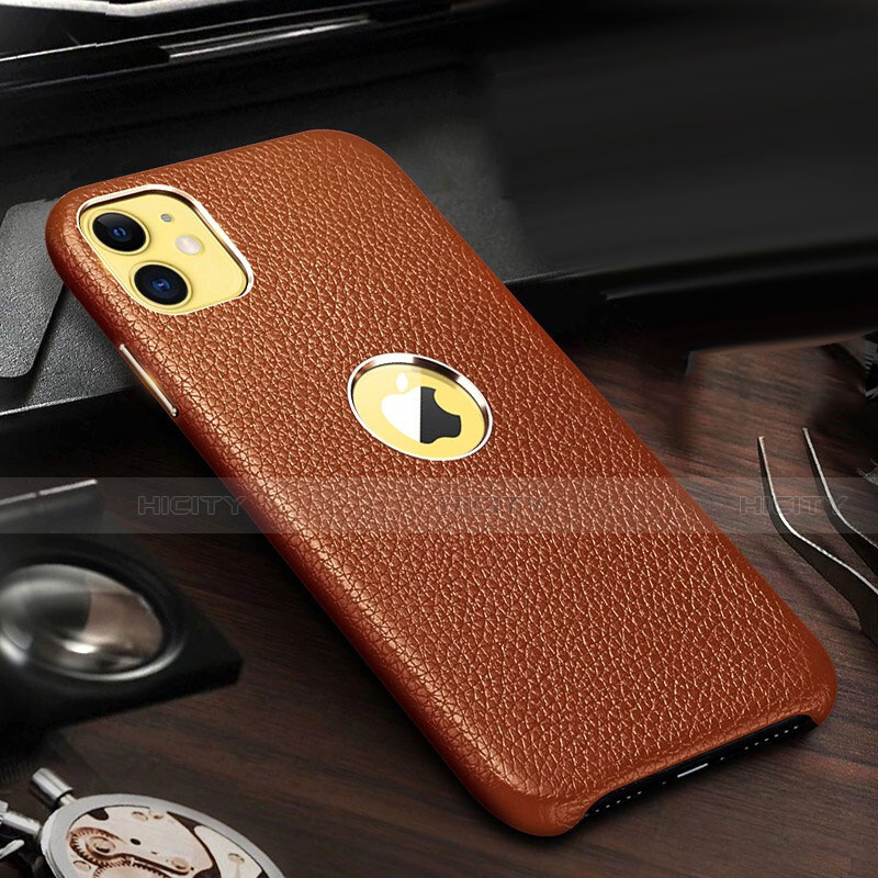 Funda Lujo Cuero Carcasa para Apple iPhone 11 Marron