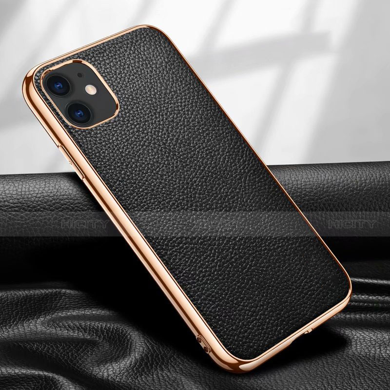 Funda Lujo Cuero Carcasa para Apple iPhone 12 Mini Negro