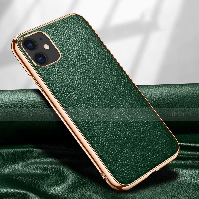 Funda Lujo Cuero Carcasa para Apple iPhone 12 Mini Verde