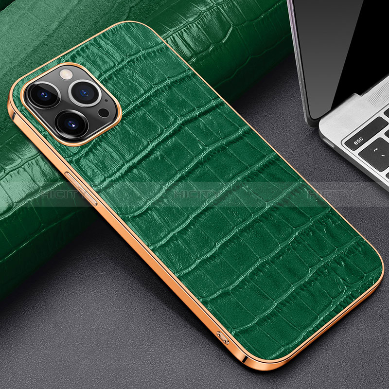 Funda Lujo Cuero Carcasa para Apple iPhone 14 Pro Max Verde