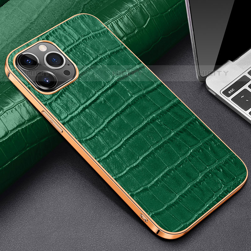 Funda Lujo Cuero Carcasa para Apple iPhone 16 Pro Max Verde