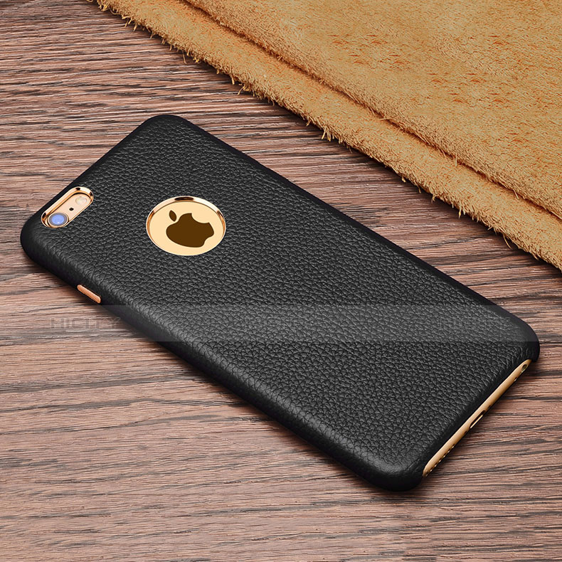 Funda Lujo Cuero Carcasa para Apple iPhone 6 Plus Negro