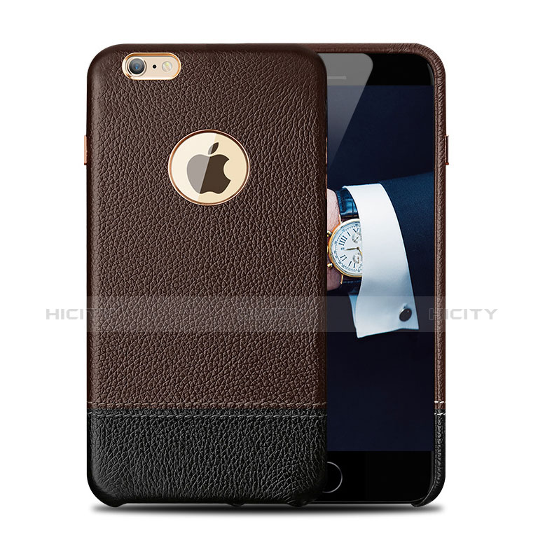 Funda Lujo Cuero Carcasa para Apple iPhone 6S Plus Marron