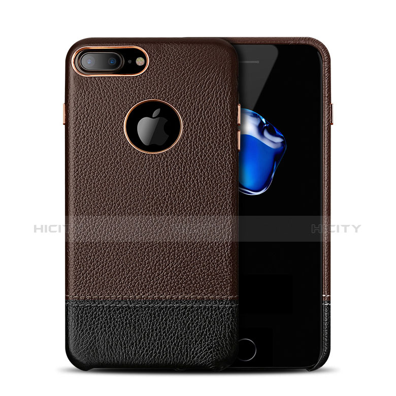 Funda Lujo Cuero Carcasa para Apple iPhone 7 Plus Marron