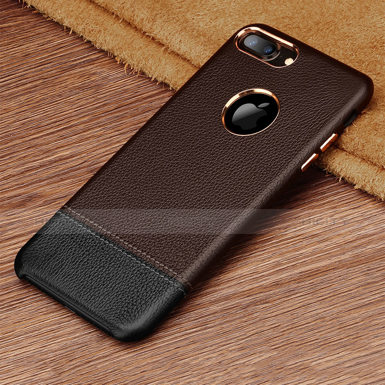 Funda Lujo Cuero Carcasa para Apple iPhone 7 Plus Marron