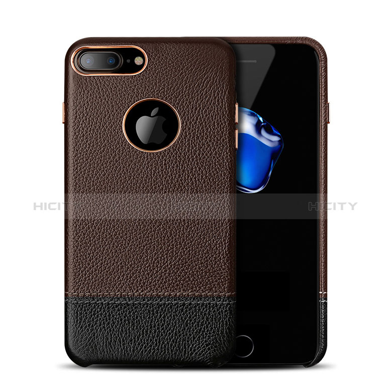 Funda Lujo Cuero Carcasa para Apple iPhone 8 Plus Marron