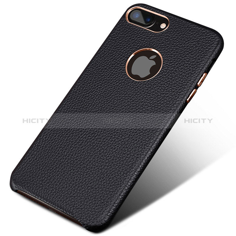 Funda Lujo Cuero Carcasa para Apple iPhone 8 Plus Negro