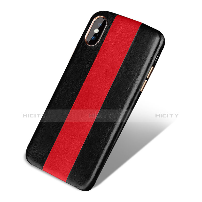 Funda Lujo Cuero Carcasa para Apple iPhone X Rojo