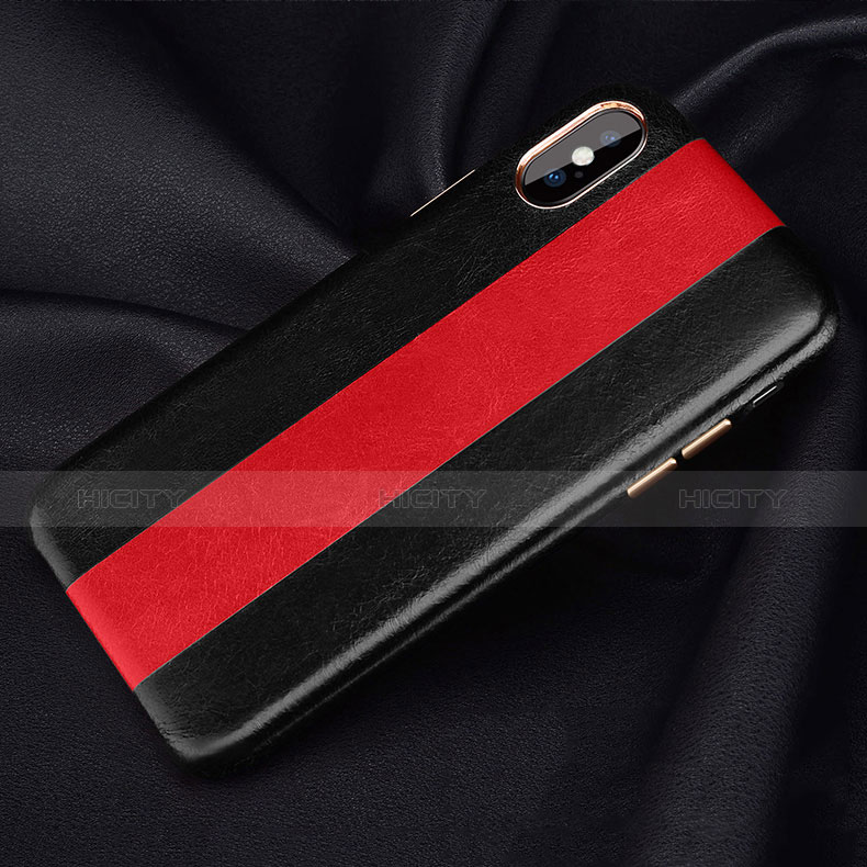 Funda Lujo Cuero Carcasa para Apple iPhone X Rojo