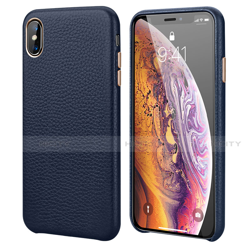 Funda Lujo Cuero Carcasa para Apple iPhone XR Azul