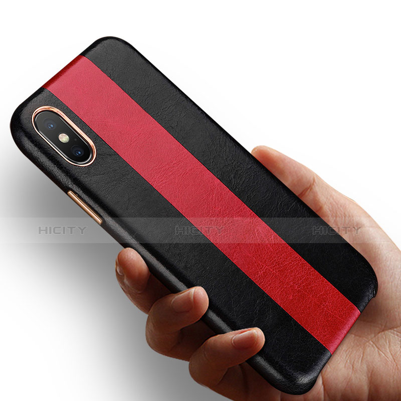 Funda Lujo Cuero Carcasa para Apple iPhone Xs Rojo