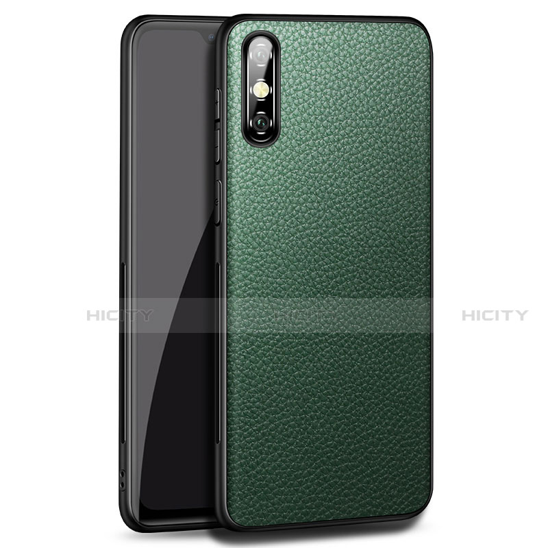 Funda Lujo Cuero Carcasa para Huawei Enjoy 10e Verde