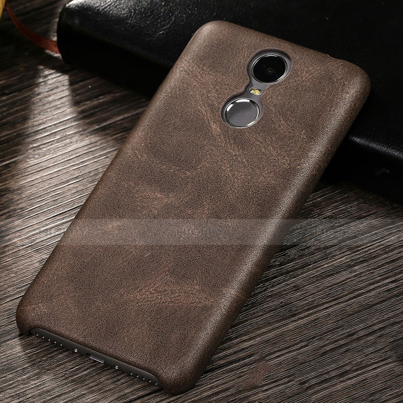 Funda Lujo Cuero Carcasa para Huawei Enjoy 6 Marron