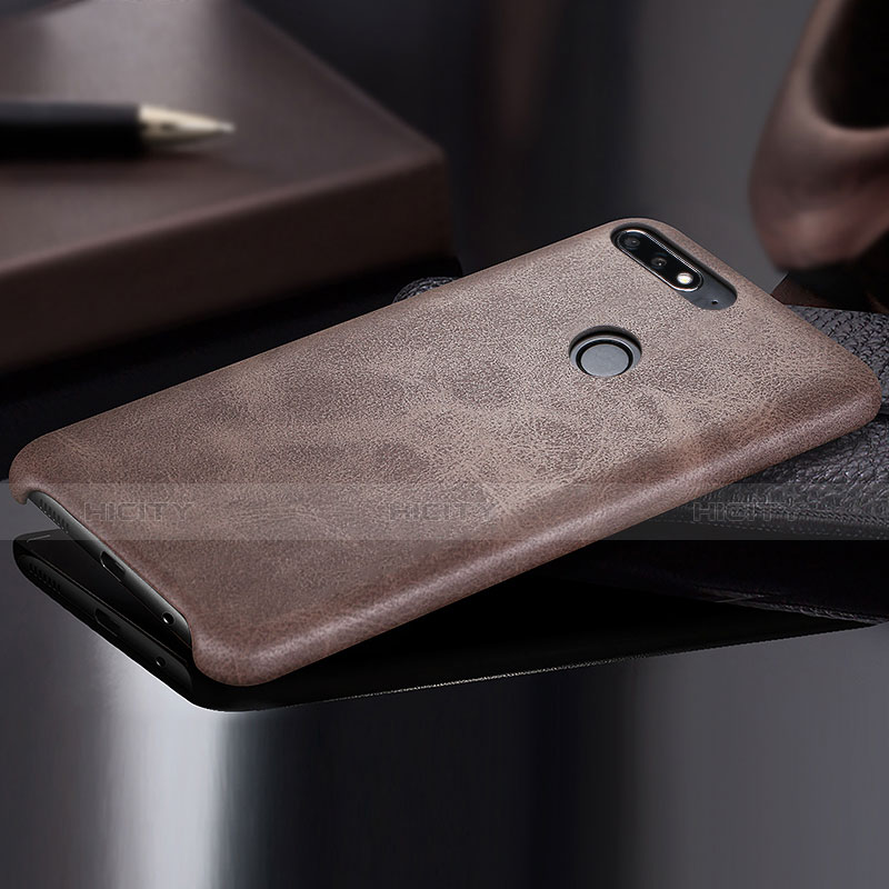 Funda Lujo Cuero Carcasa para Huawei Honor 7C Marron