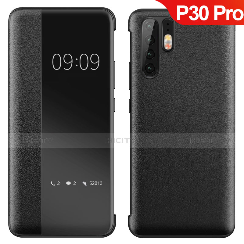 Funda Lujo Cuero Carcasa para Huawei P30 Pro New Edition Negro