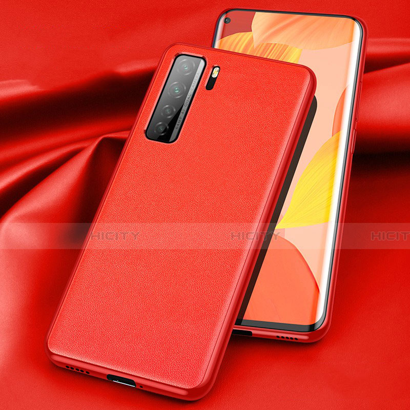 Funda Lujo Cuero Carcasa para Huawei P40 Lite 5G Rojo