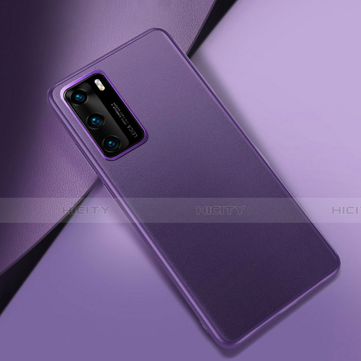 Funda Lujo Cuero Carcasa para Huawei P40 Morado