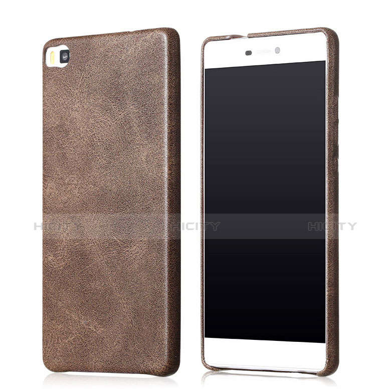 Funda Lujo Cuero Carcasa para Huawei P8 Marron