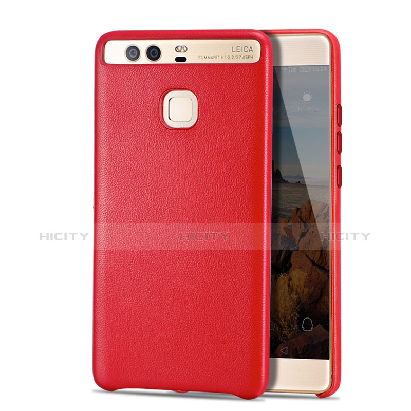 Funda Lujo Cuero Carcasa para Huawei P9 Plus Rojo