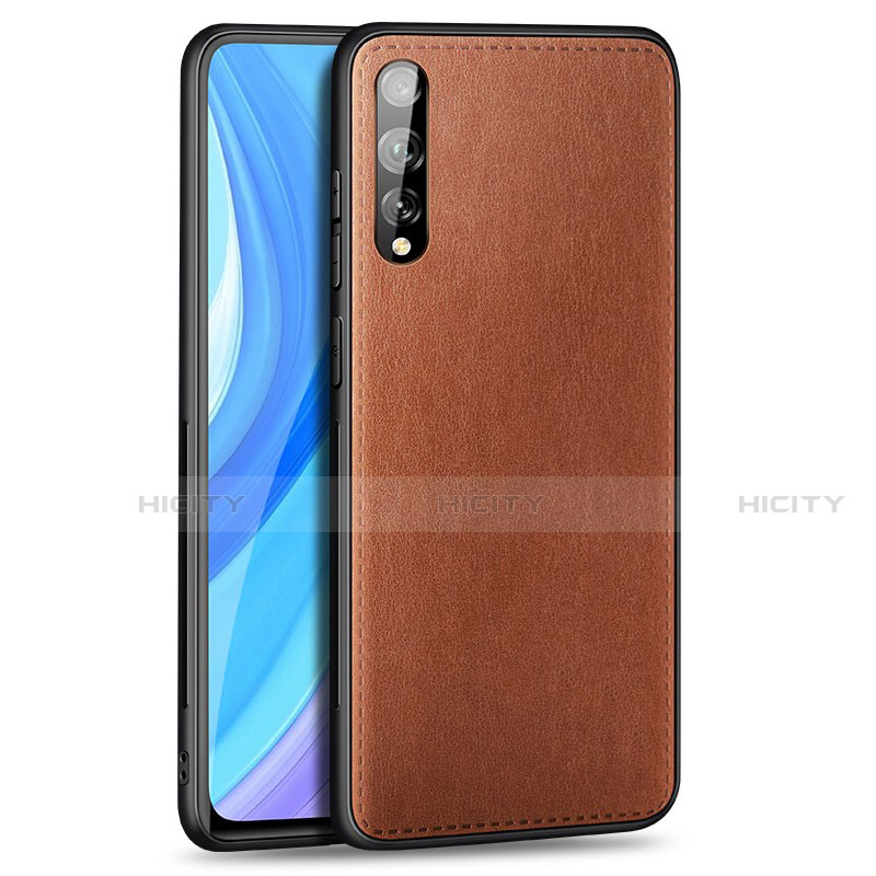 Funda Lujo Cuero Carcasa para Huawei Y8p Marron