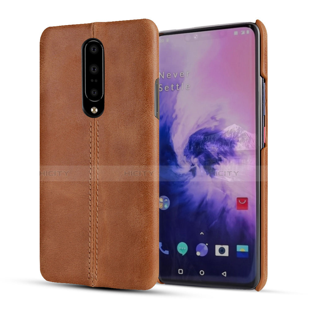 Funda Lujo Cuero Carcasa para OnePlus 7 Pro Naranja