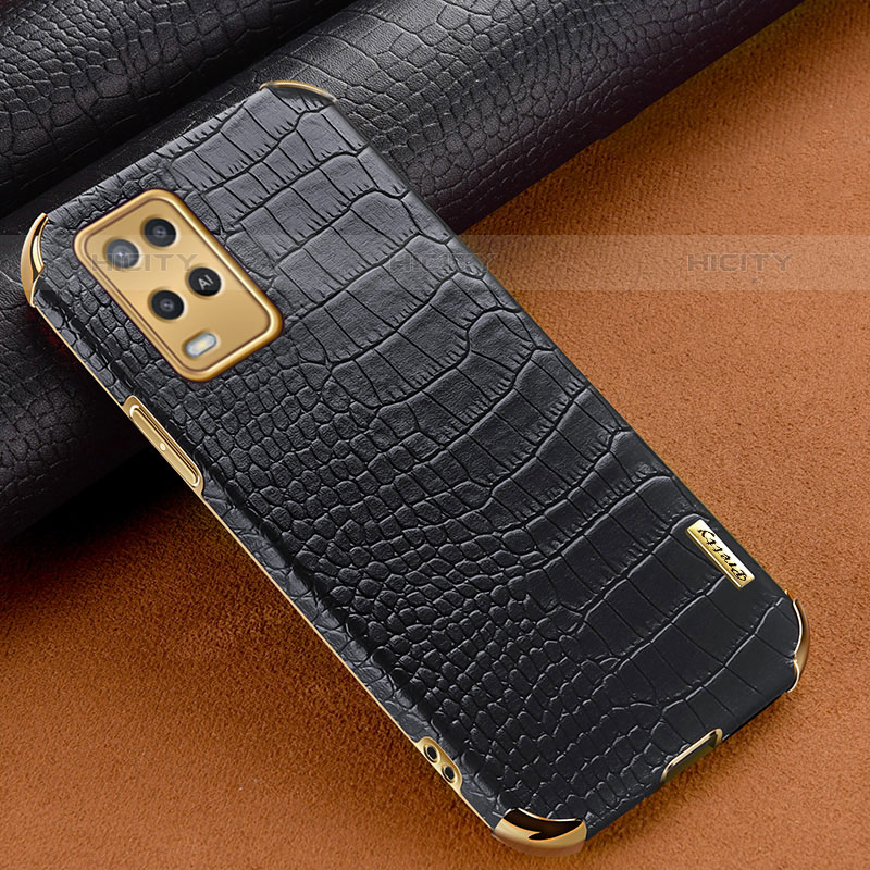 Funda Lujo Cuero Carcasa para Oppo A54 4G Negro