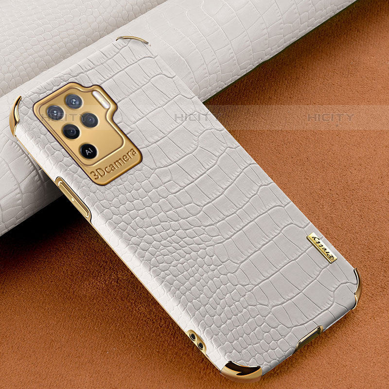 Funda Lujo Cuero Carcasa para Oppo F19 Pro Blanco