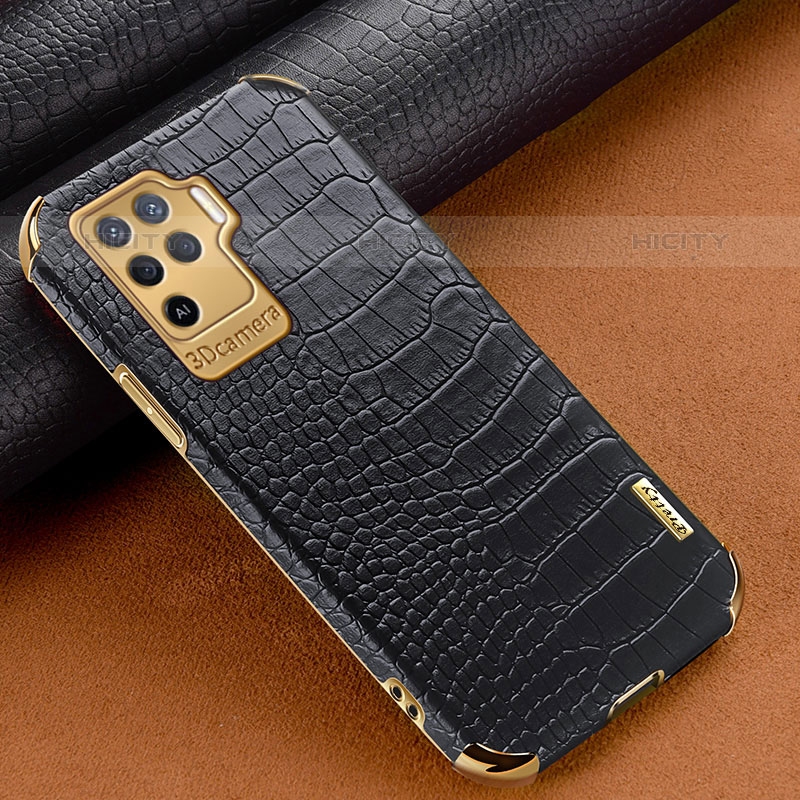 Funda Lujo Cuero Carcasa para Oppo F19 Pro Negro