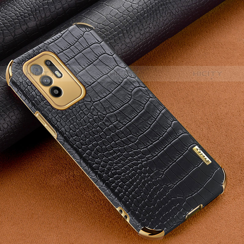 Funda Lujo Cuero Carcasa para Oppo F19 Pro+ Plus 5G Negro