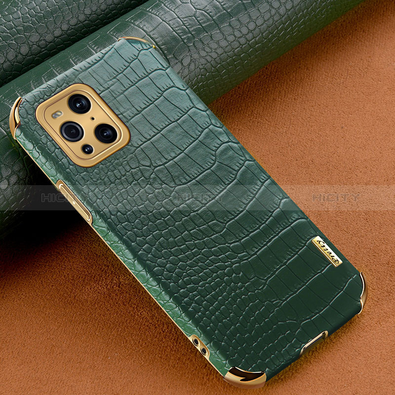 Funda Lujo Cuero Carcasa para Oppo Find X3 5G Verde