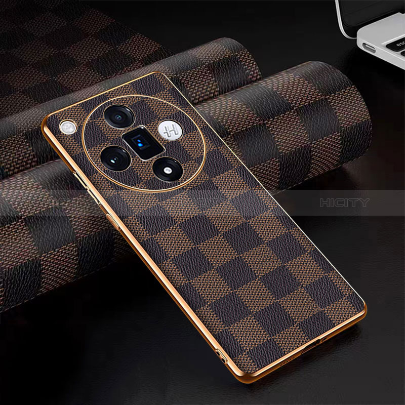 Funda Lujo Cuero Carcasa para Oppo Find X7 5G Marron