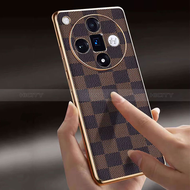 Funda Lujo Cuero Carcasa para Oppo Find X7 5G Marron