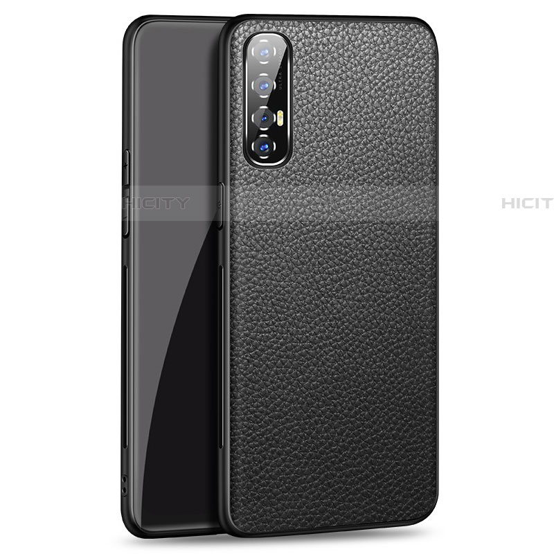 Funda Lujo Cuero Carcasa para Oppo Reno3 Pro Negro