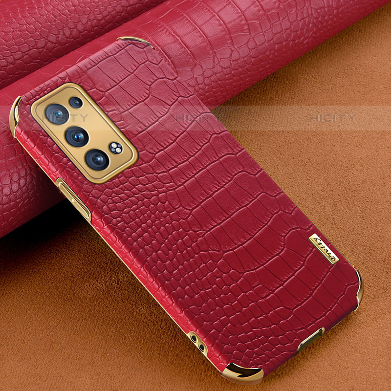 Funda Lujo Cuero Carcasa para Oppo Reno6 Pro 5G Rojo