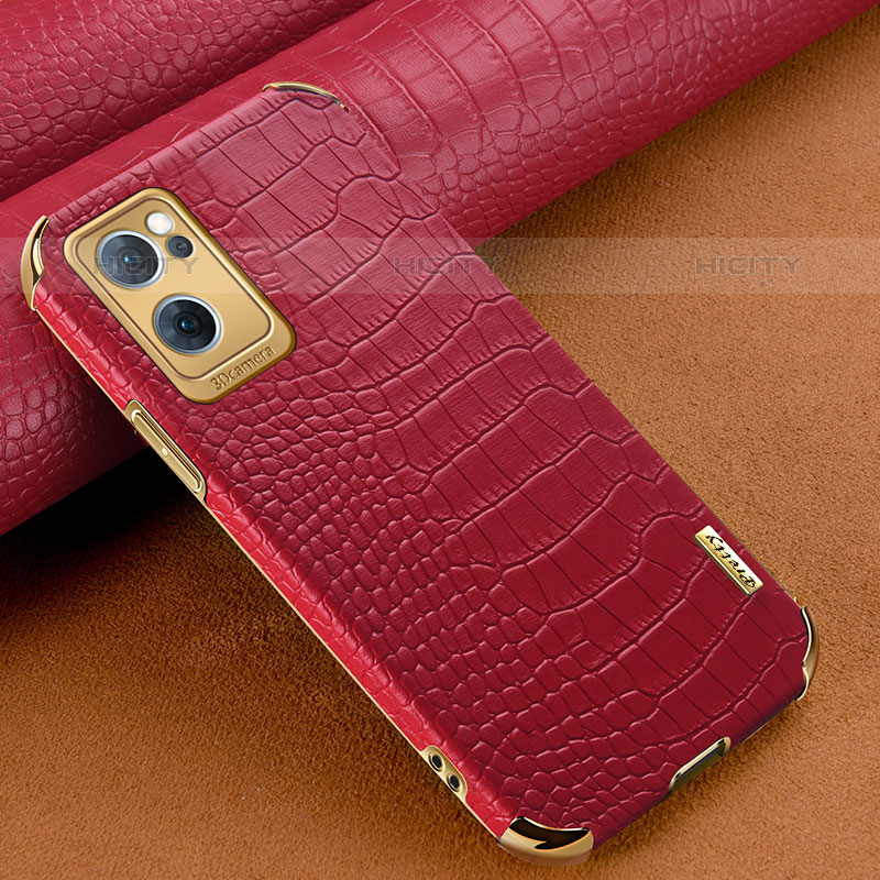 Funda Lujo Cuero Carcasa para Oppo Reno7 5G Rojo