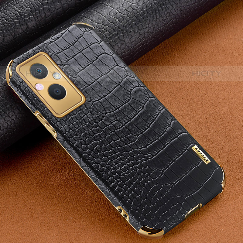 Funda Lujo Cuero Carcasa para Oppo Reno8 Lite 5G Negro