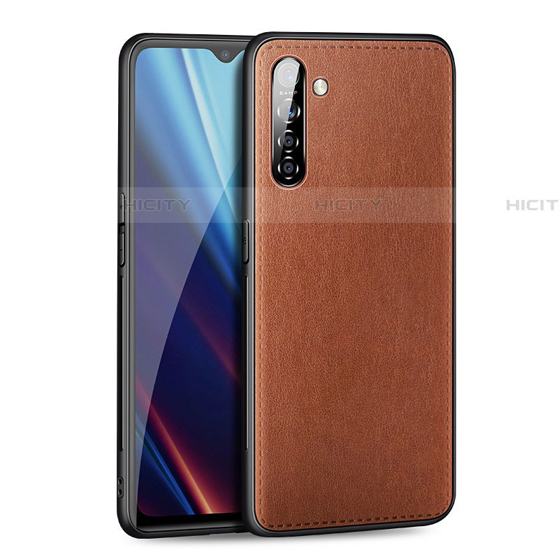 Funda Lujo Cuero Carcasa para Realme X2 Marron